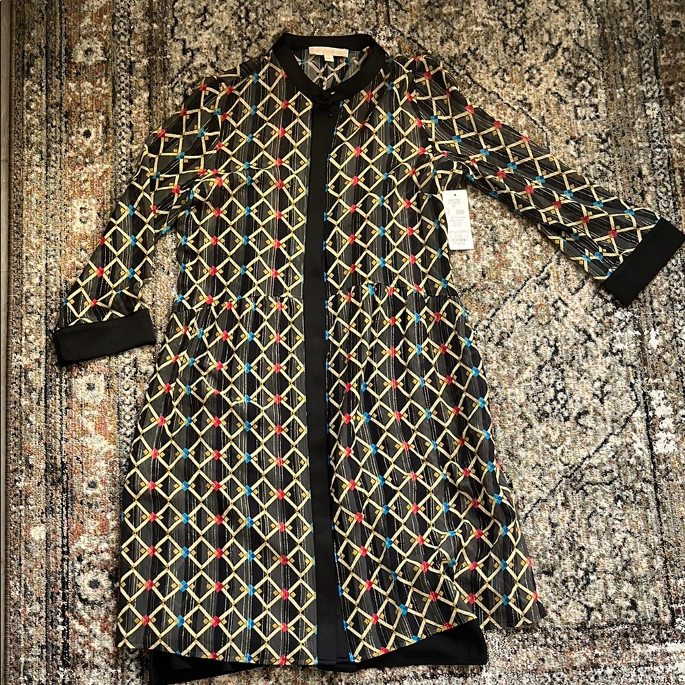NWT Silk Geo Dress with Slip